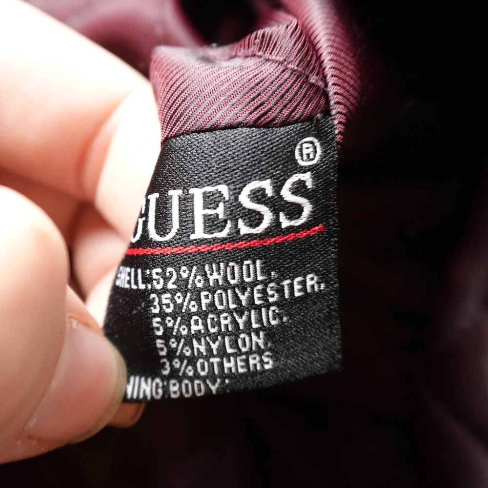 Guess‎ Jacket Mens M Black Wool Blend Field Chore Coat Cargo Utility Heavy Goth